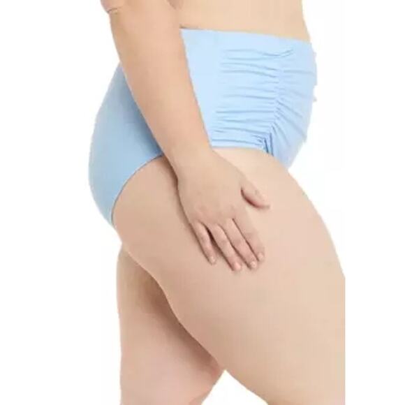 New Crown & Ivy Plus Size 1X Tummy Control Shirred High Waisted Bikini Bottoms - Picture 2 of 15